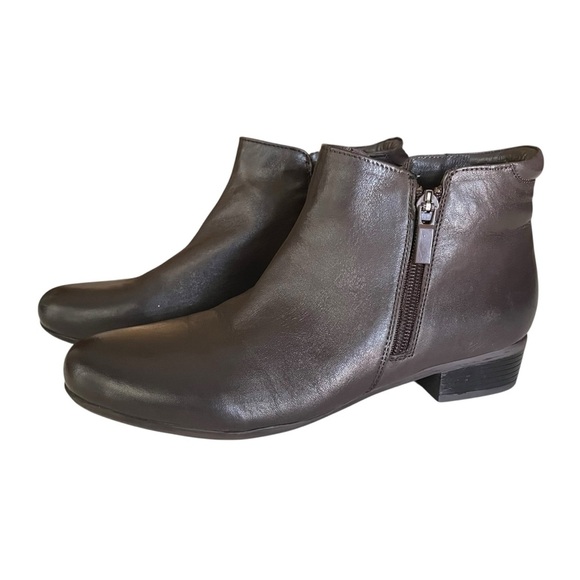 Trotters Major Booties Women's Size 8 Narrow Dark Brown Side Zip Leather Comfort - Picture 7 of 12